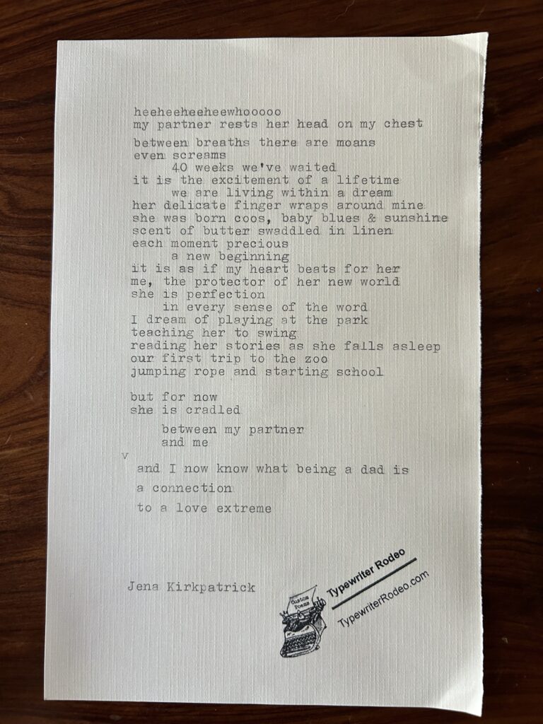 a photo of the typewritten poem on a torn half-sheet of paper